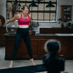Hollie leading a prenatal sweat workout